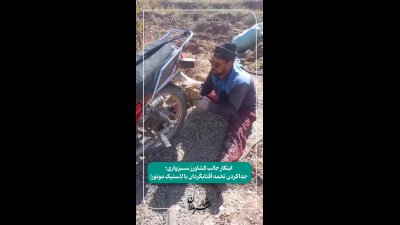 ایده جالب کشاورز سبزواری در جداکردن تخمه آفتابگردان با لاستیک موتورسیکلت