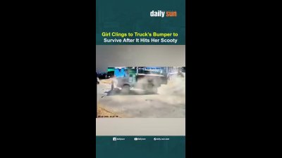 نجات معجزه‌آسای دختر موتورسوار پس از تصادف با کامیون