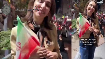 مکالمه جنجالی زن بی‌حجاب و باحجاب با پسر روحانی در تجمع شبانه