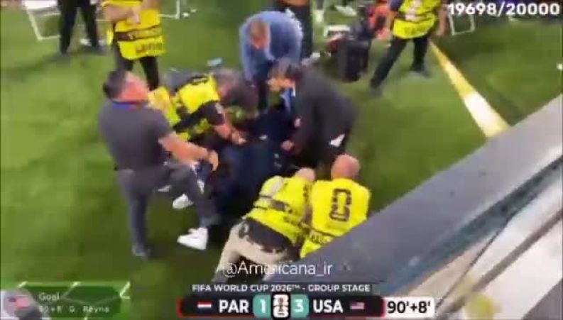 تماشاگر جنجالی در بازی آمریکا و پاراگوئه زمین‌گیر شد 